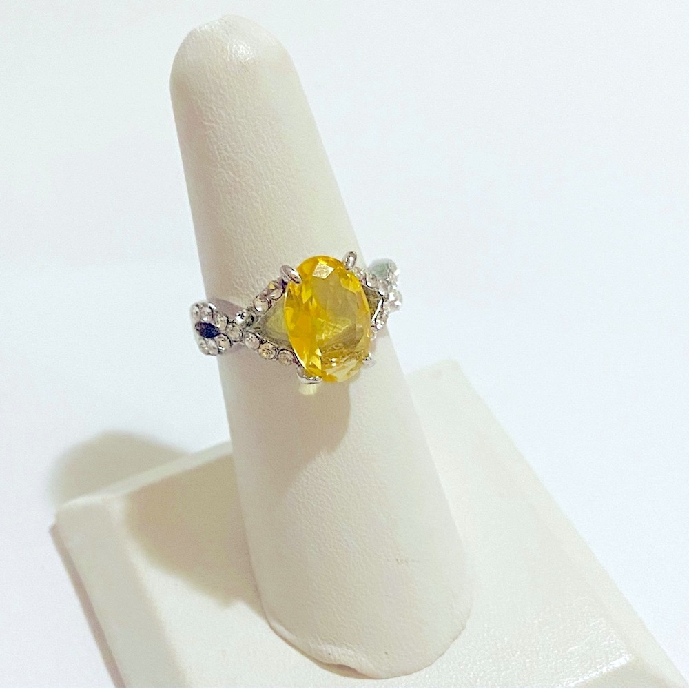 Yellow Oval Cubic Zirconia Ring